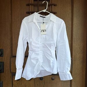 Zara long sleep white Blouse size XS, S